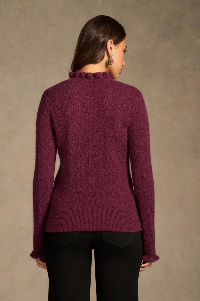 Pointelle Frill Knit - Plum