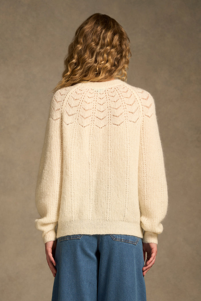 Pointelle Mohair Blend Knit – Cream