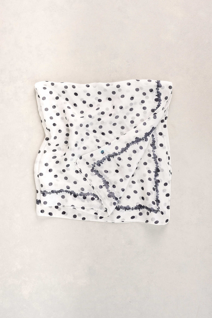 Poka Dot Paisley Border Scarf - Multicolour