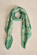 Printed Embroidery Scarf - Teal