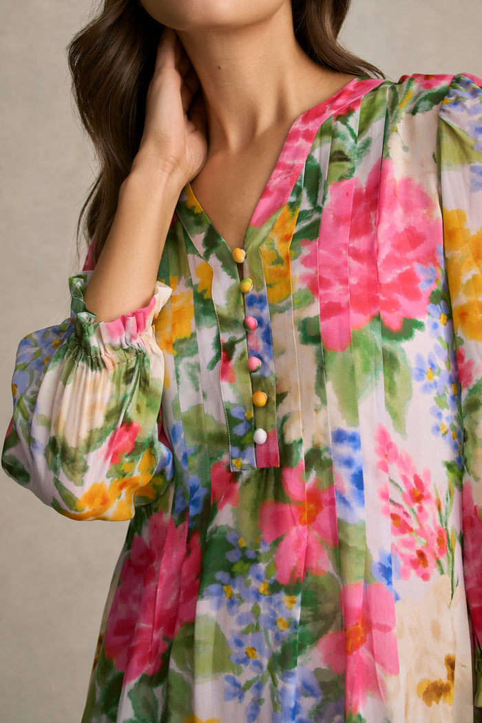 Printed Georgette Dress - Spring Garden Print