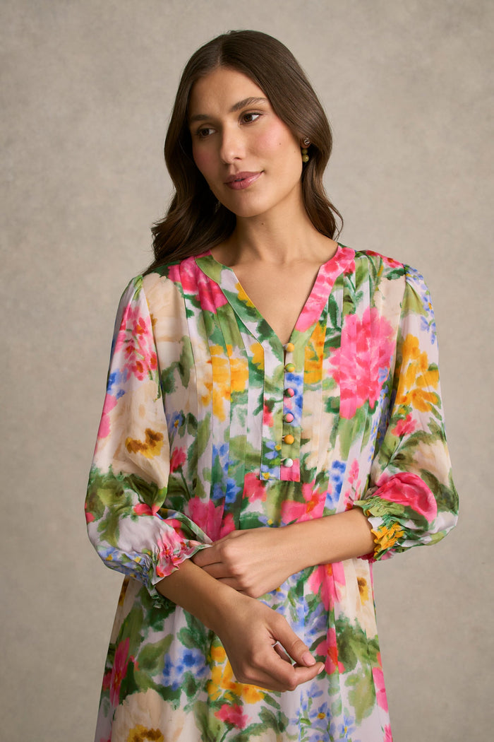 Printed Georgette Dress - Spring Garden Print