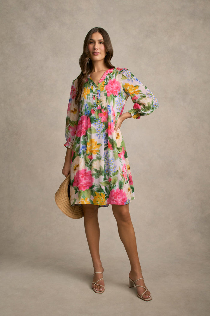 Printed Georgette Dress - Spring Garden Print
