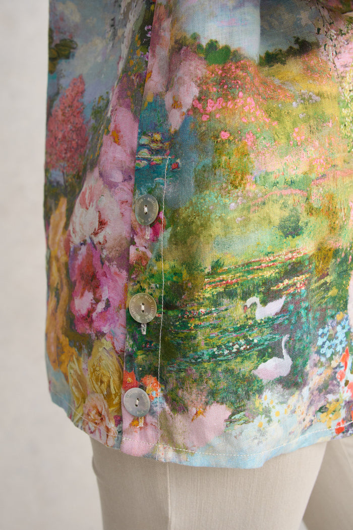 Printed Linen Tunic - Monet Print