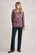 Printed Long Sleeve Scoop Neck Top - Intricate Floral