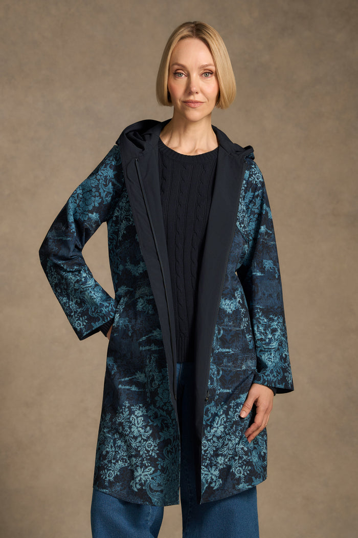 Printed Reversible Raincoat – Ink Baroque Print