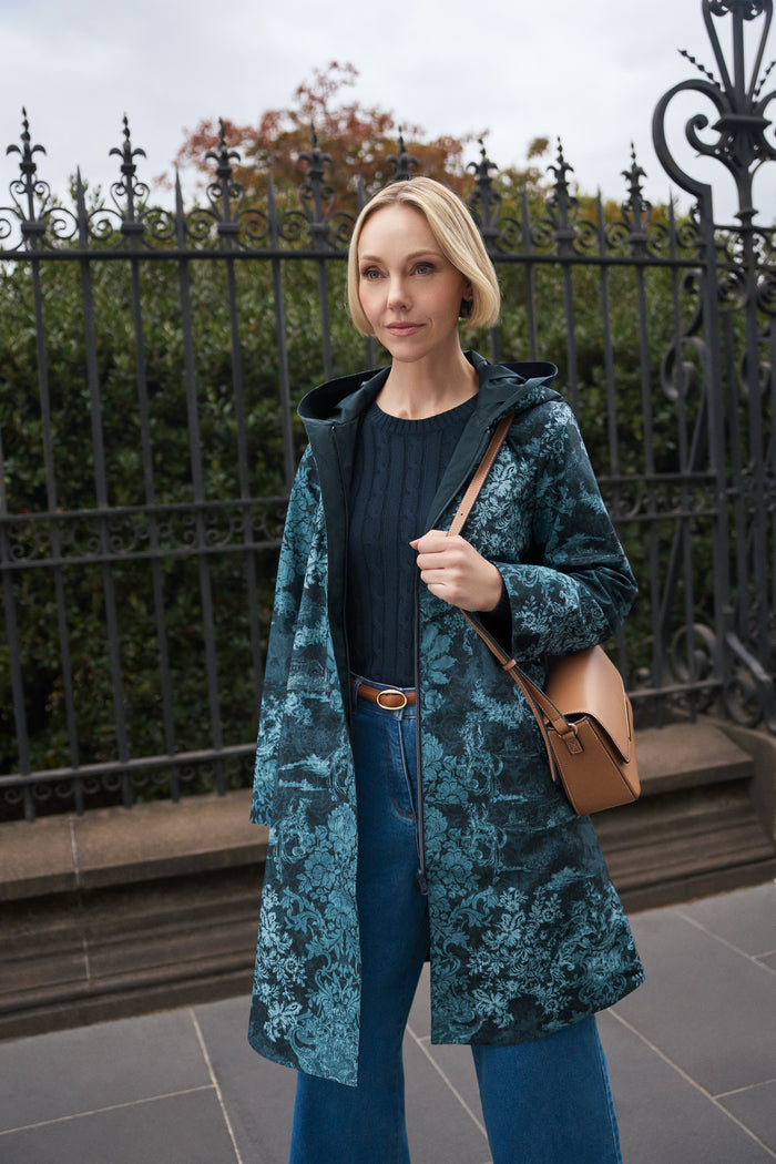 Printed Reversible Raincoat – Ink Baroque Print