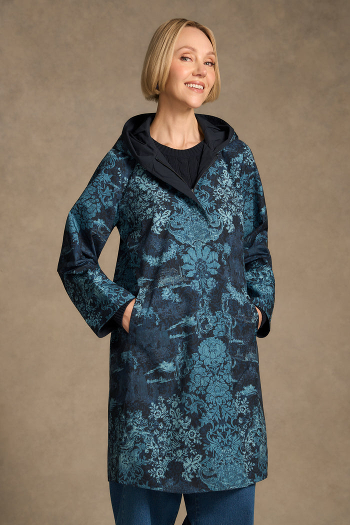 Printed Reversible Raincoat – Ink Baroque Print