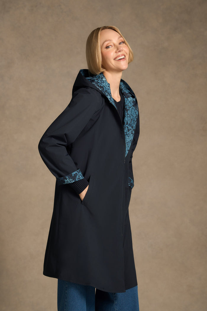 Printed Reversible Raincoat – Ink Baroque Print