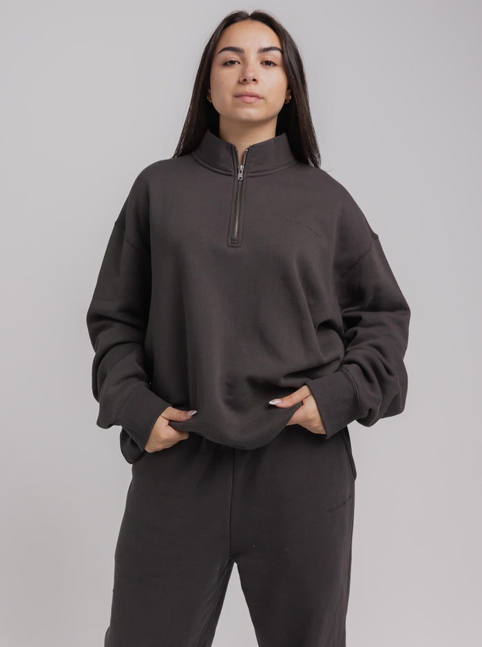 Quarter Zip in Washed Black