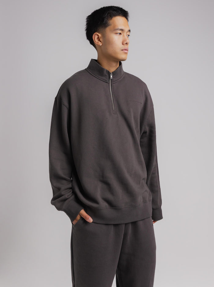 Quarter Zip in Washed Black