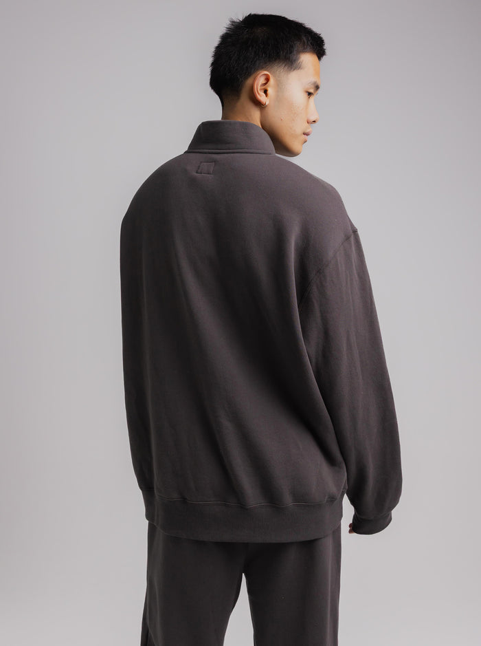 Quarter Zip in Washed Black
