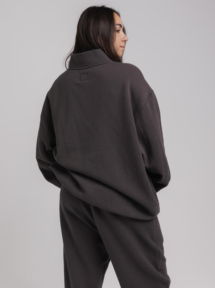 Quarter Zip in Washed Black