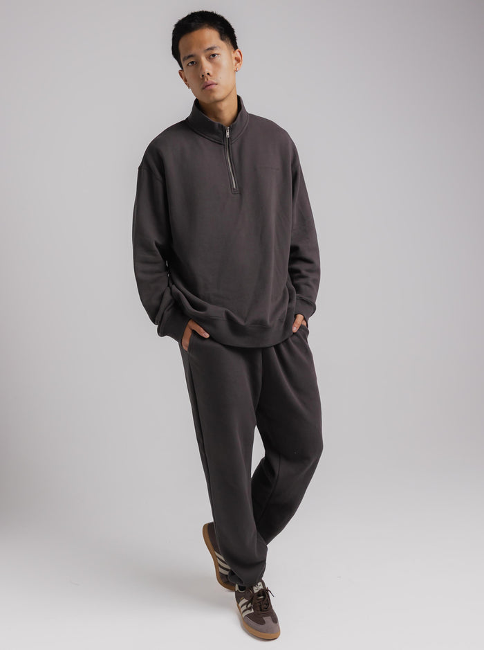 Quarter Zip in Washed Black