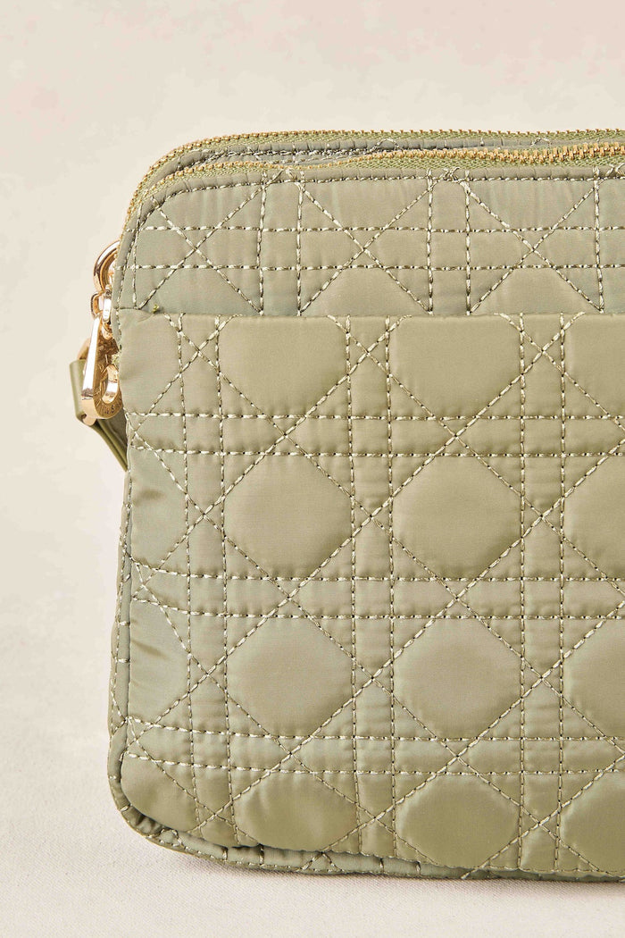 Quilted Cross Body Bag - Olive