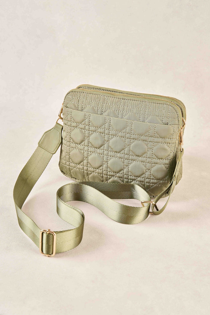 Quilted Cross Body Bag - Olive