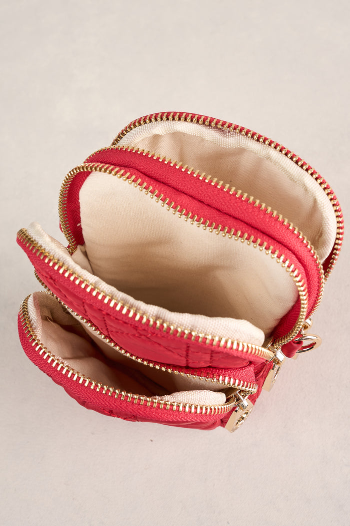 Quilted Phone Bag - Crimson