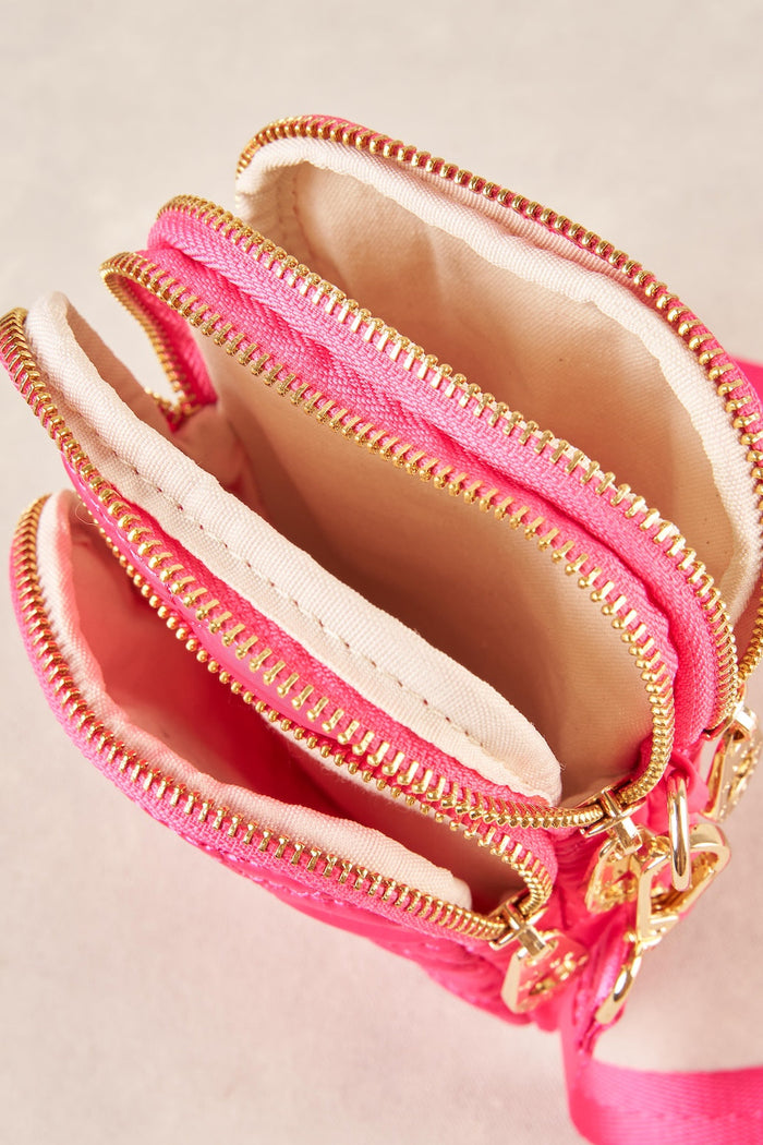 Quilted Phone Bag - Rose Pink