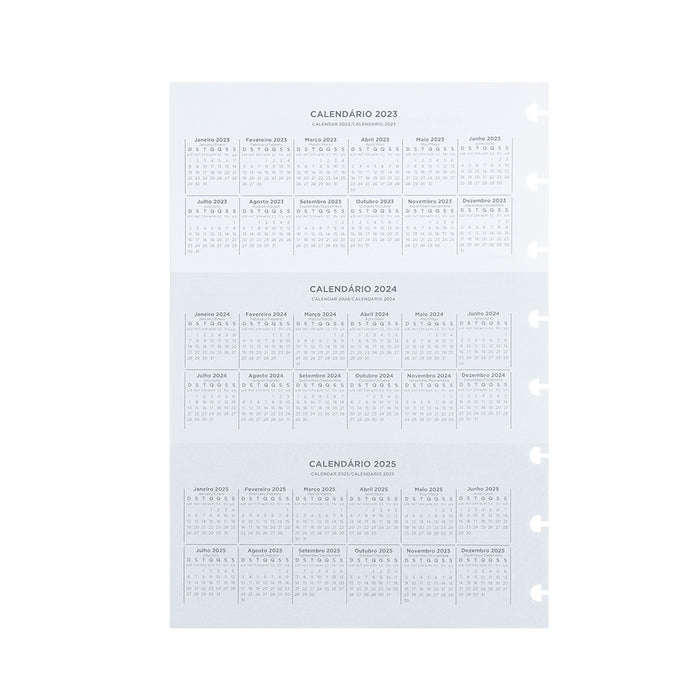 Calendário de 3 anos no Refil Agenda Inteligente.