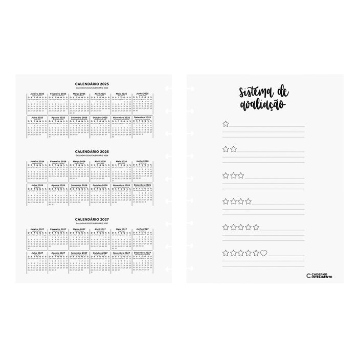Calendário e sistema de avaliação no refil de leitura.