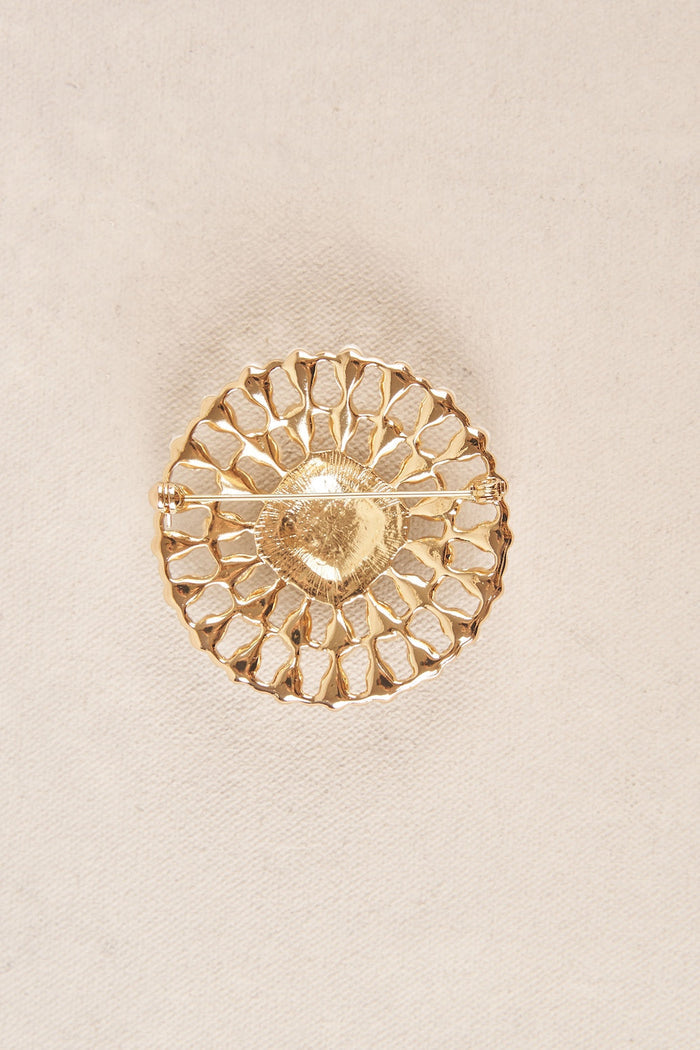 Round Pearl Brooch - Gold