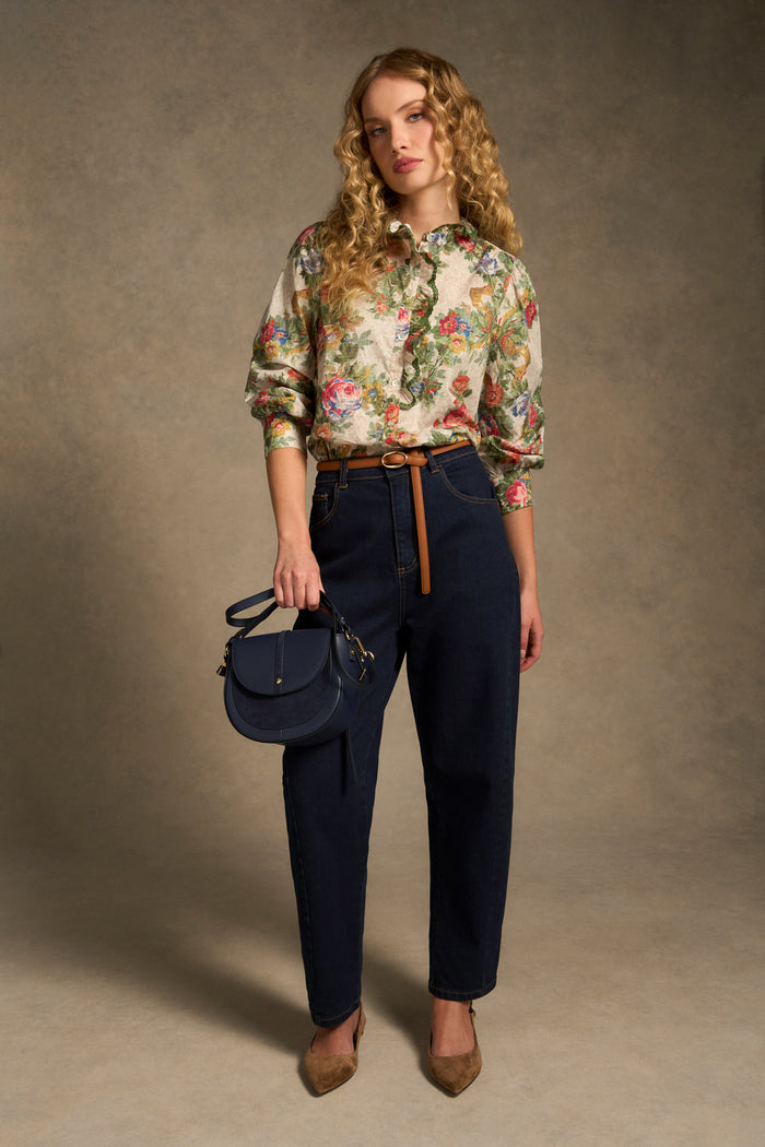 Ruffle Detail Shirt – Chateaux Print