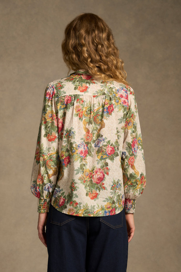 Ruffle Detail Shirt – Chateaux Print