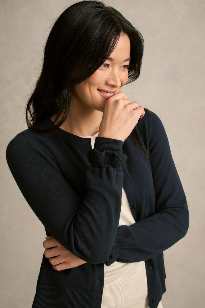 Scallop Cuff Cardigan - Ink