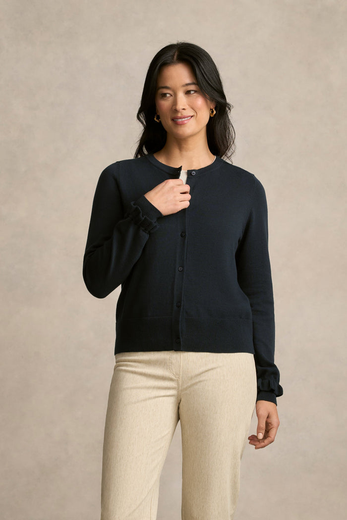 Scallop Cuff Cardigan - Ink