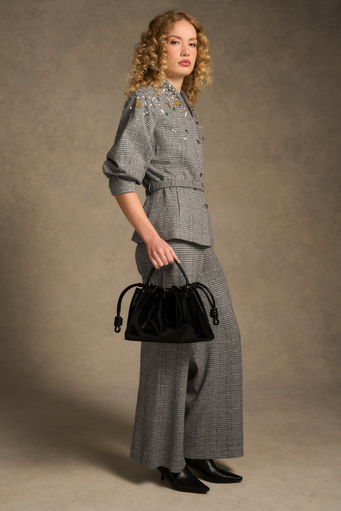 Sculpted Beaded Check Jacket - Glen Check