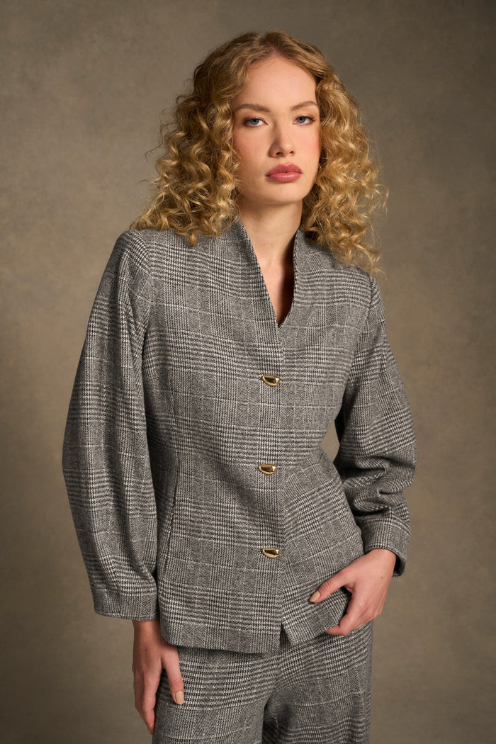 Sculpted Check Jacket - Glen Check