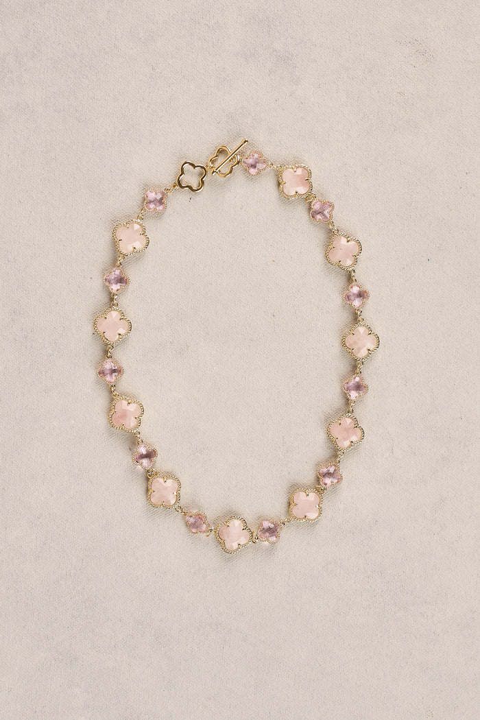 Short Clover Necklace - Light Pink