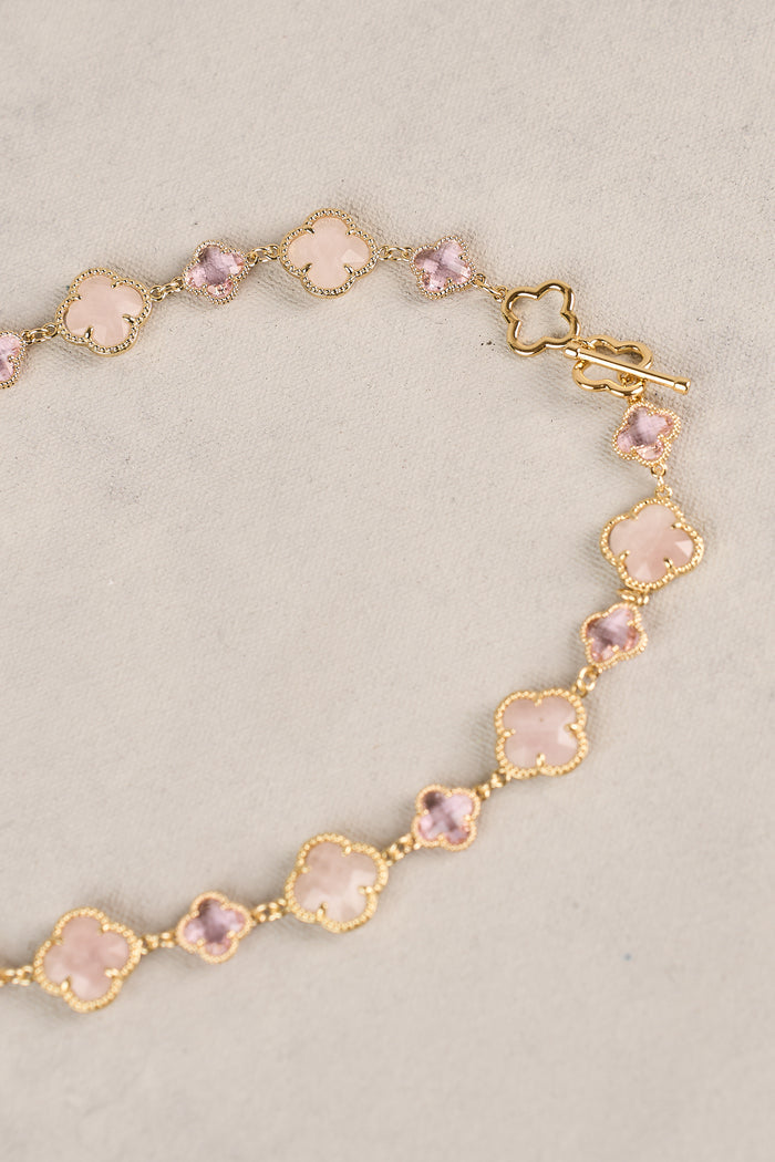 Short Clover Necklace - Light Pink