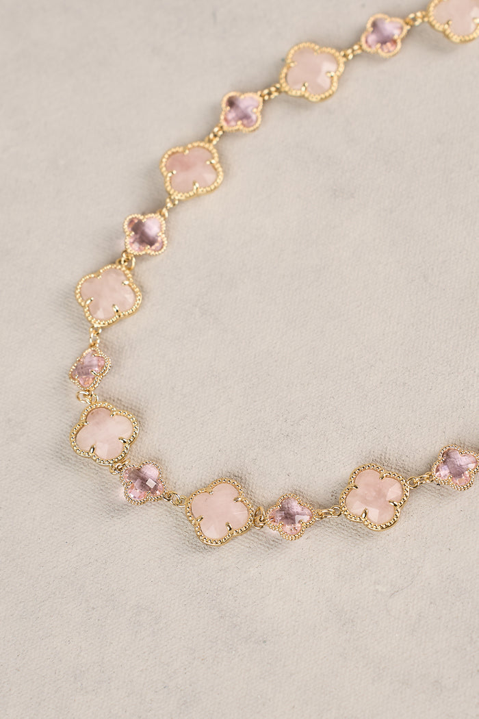 Short Clover Necklace - Light Pink