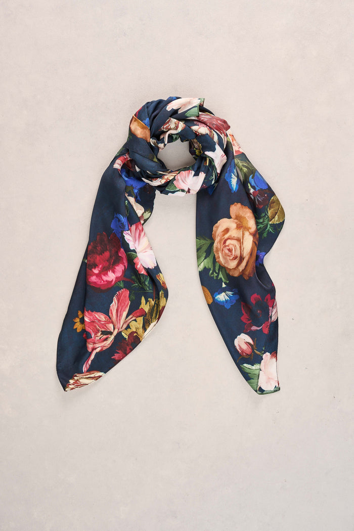 Silk Botanical Floral Scarf - Multicolour