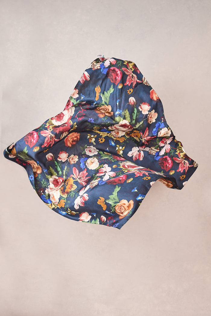 Silk Botanical Floral Scarf - Multicolour