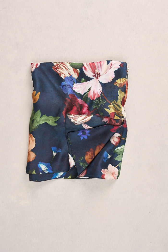 Silk Botanical Floral Scarf - Multicolour
