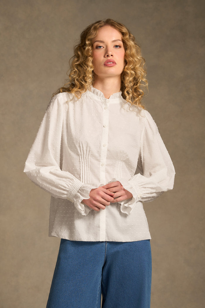 Smock Detail Blouse - Winter White