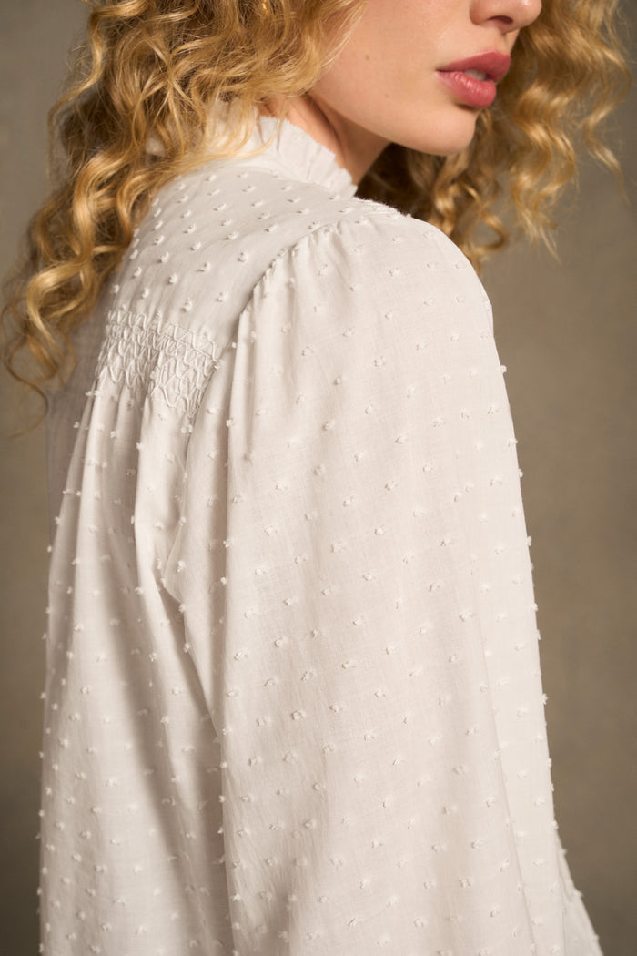 Smock Detail Blouse - Winter White