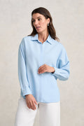 Split Back Relaxed Fit Shirt - Airey Blue