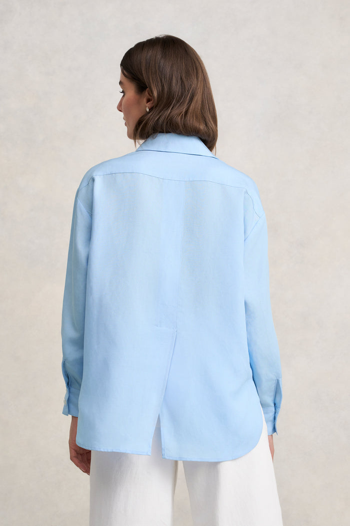Split Back Relaxed Fit Shirt - Airey Blue