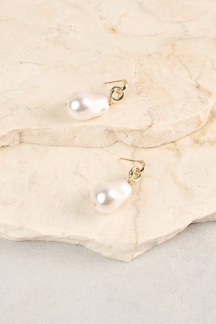 Statement Baroque Pearl Earrings - Gold