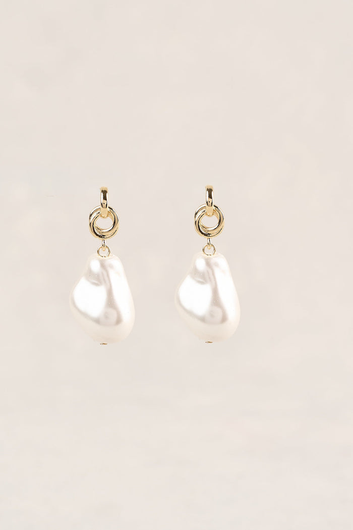 Statement Baroque Pearl Earrings - Gold