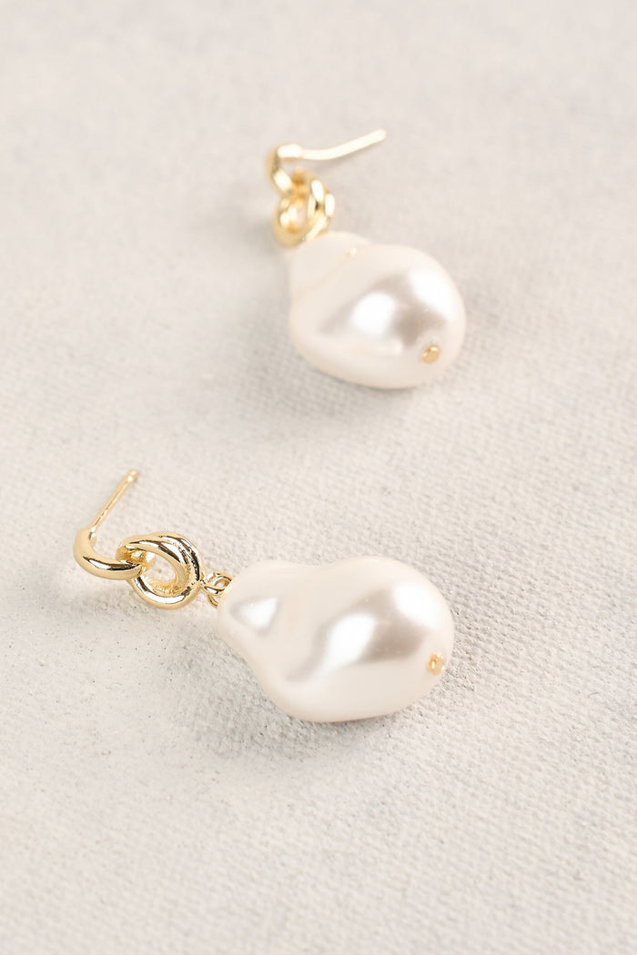 Statement Baroque Pearl Earrings - Gold