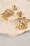 Statement Heart Earrings - Gold