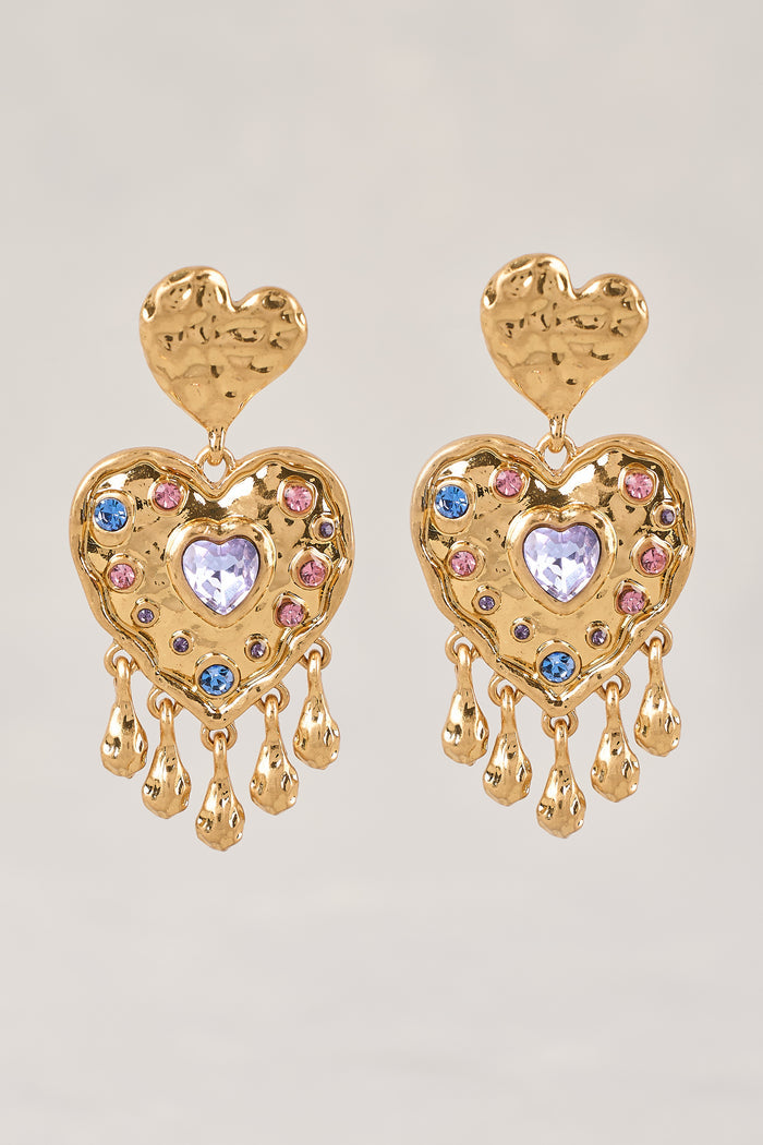 Statement Heart Earrings - Gold