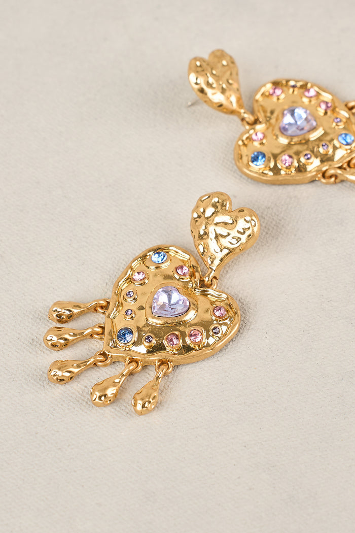 Statement Heart Earrings - Gold
