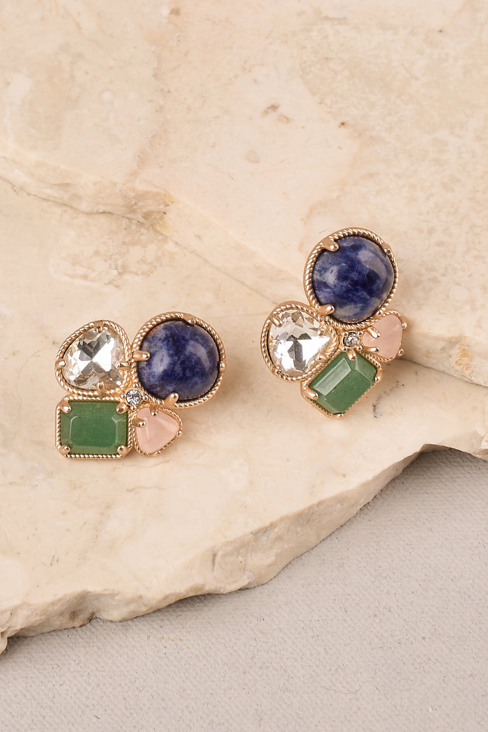 Statement Natural Gemstone Studs - Multicolour