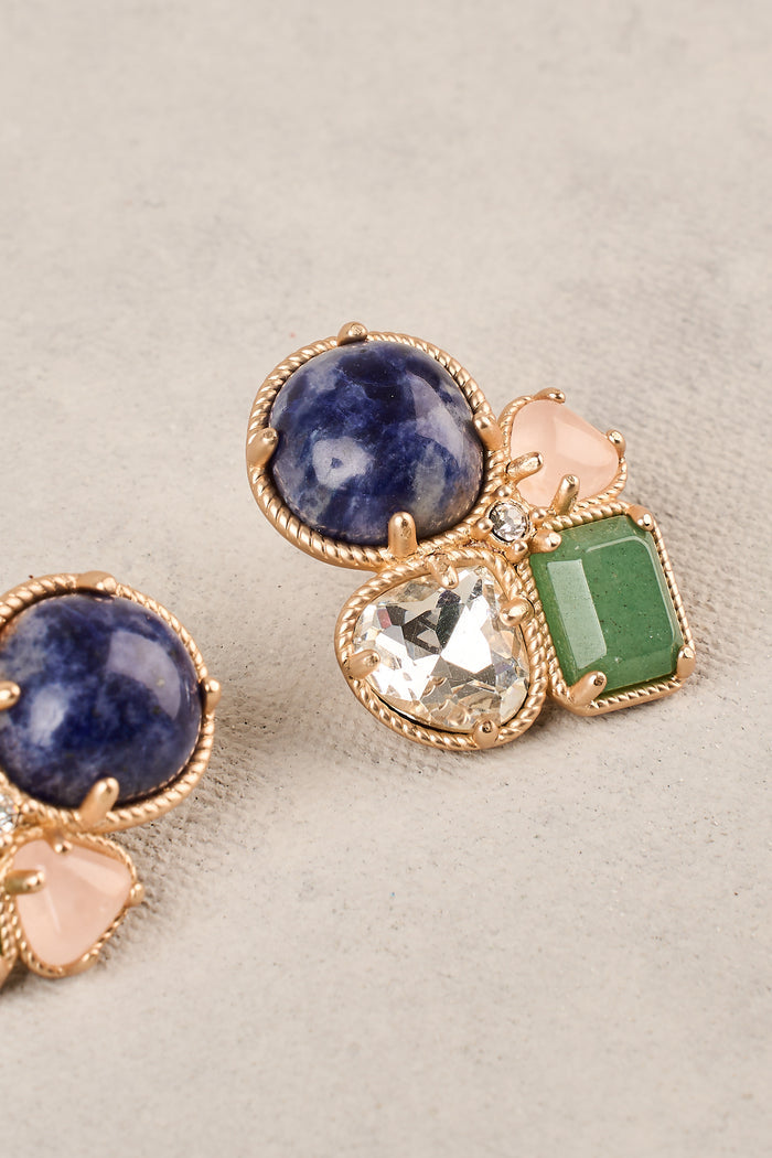 Statement Natural Gemstone Studs - Multicolour