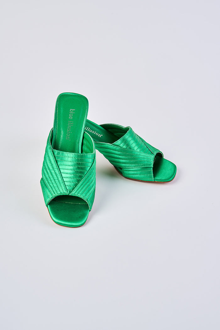 Stella Satin Mule - Vibrant Green